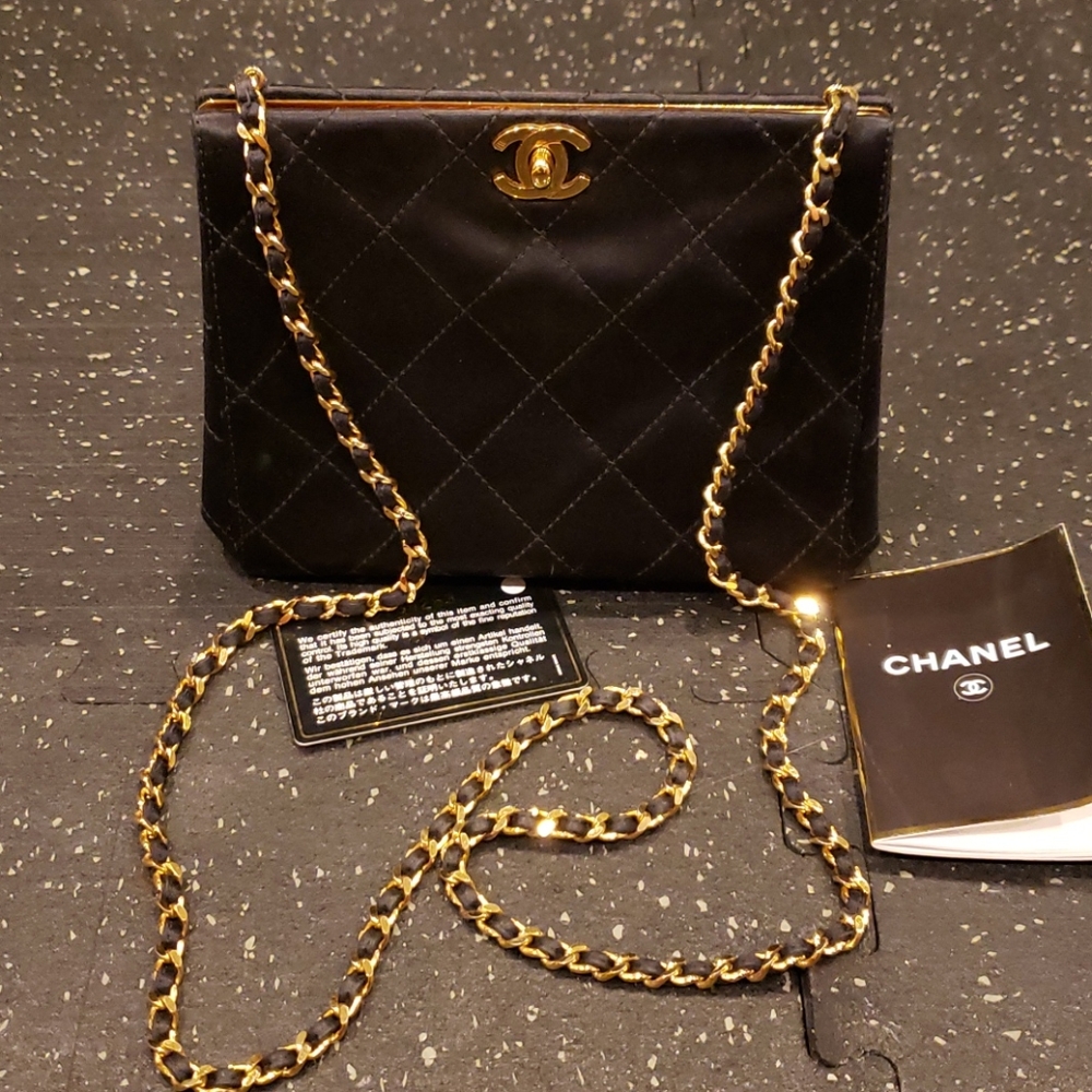 Vintage CHANEL turnlock satin evening bag